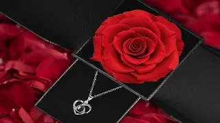 Preserved Red Real Rose with I Love You Necklace in 100 Languages Review, Impressive gift boxing but