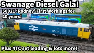 Swanage DIESEL GALA..! 4TC Leading 73201 & 50021 'RODNEY' Returns after 20 years plus lots & more!
