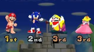 Mario Party 9 Step It Up - Mario vs Sonic vs Wario vs Peach (Master CPU)