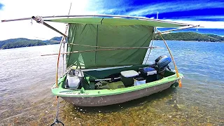 Desert island solo camp roof top boat fishing