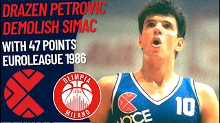 Drazen Petrovic 47 pts VS Simac | EuroCup 1986