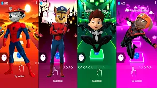 Spider man- Marshall VS Chase VS Ryder VS Zuma | Tiles Hop EDM Rush!#tileshop #pawpatrol #spiderman