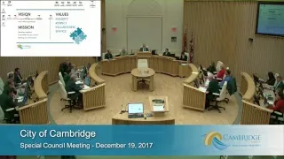 City of Cambridge - Special Council Meeting - Budget, Dec. 19, 2017
