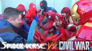 SPIDER-VERSE & MARVEL CIVIL WAR MAYHEM! Hilarious Spider-Man Captain America Iron Man Parody