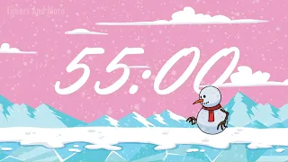 55 Minute Timer Snowman [🎵 WITH MUSIC 🎵]