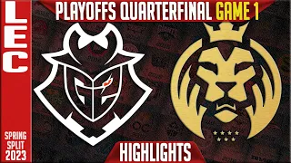 G2 vs MAD Highlights Game 1 | LEC Quarterfinal Playoffs Spring 2023 | G2 Esports vs MAD Lions G1