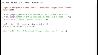 Python Program to find Sum of Geometric Progression Series