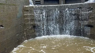 Going down the deep lock.