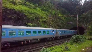 LHB Intercity in Bhor Ghat with WCAM3 | Tunnel 48 | 12128 Intercity Express | Indian Railways