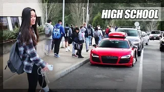 Picking up Friend from High School in my AUDI R8 V10!