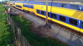 The shocking footage revealing cyclist's near miss on level crossing in The Netherlands