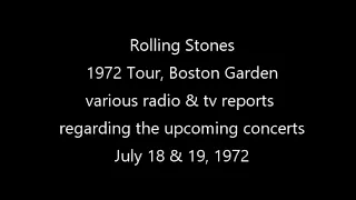 Rolling Stones 1972 tour, news clips from Boston TV & radio WBCN WROR Channel 5