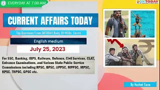July 25,  2023 Current Affairs in English by GKToday