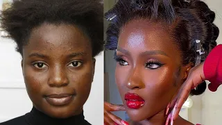 😱⬆️ BRIDE👆VIRAL video 💣BOMB🔥DARK SKIN 😱MUST WATCH 😳 MAKEUP AND HAIR TRANSFORMATION ❤️ WEDDING LOOK