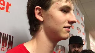 Red Wings’ second pick Antti Tuomisto evaluates game