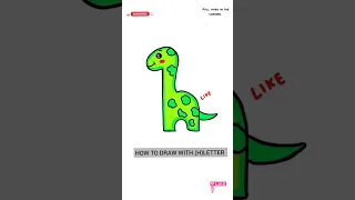 How to draw a cute dinosaur with alphabet "H" | Draw so cute dinosaur 🦖 for kids | #shorts #drawing