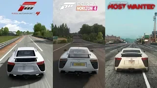 Forza Motorsport 4 vs Forza Horizon 4 vs NFS Most Wanted 2012 - Lexus LFA Sound Comparison