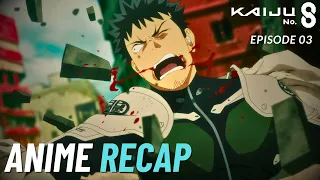 Parasite transforms failed hero into strongest monster | Anime Recap Kaiju no 8 episode 3