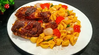 Unique 2 Recipe! Its So Delicious! Fried Chicken And Pasta Recipe! Chicken Drumsticks! Egg Pasta Rcp