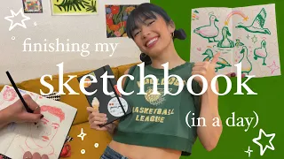 finishing my sketchbook in a day ★ my first sketchbook ☻ art studio vlog