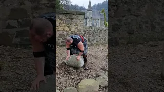 The Logie Kirk stone 145kg 1st lift . historic stone lifting Scotland #shorts #strongman #strength