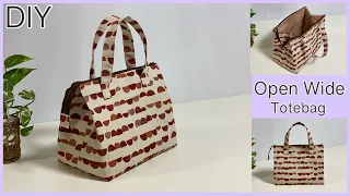 大きく開くトートバッグ作り方, How To Make Open Wide Zipperd Totebag , Easy Sewing Tutorials , Diy