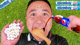 Coca Cola,Fanta,Mtn Dew,Pepsi,Sprite and mouth vs Mentos in Big Underground | Different Chicken leg