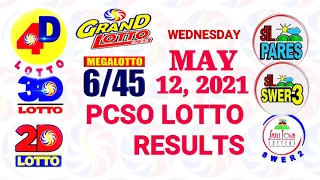 Lotto Result May 12 2021 (Wednesday), 6/55, 6/45, 3D, 2D | PCSO lotterry draw