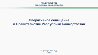 Оперативное совещание в Правительстве Республики Башкортостан: прямая трансляция 25 декабря 2023 г.