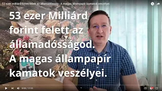 53 ezer milliárd forint felett az államadósság - A magas állampapír kamatok veszélyei