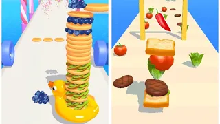 🥞 VS 🥪 Pancake Run Vs Sandwich Runner All Levels Gameplay Walkthrough iOS Android