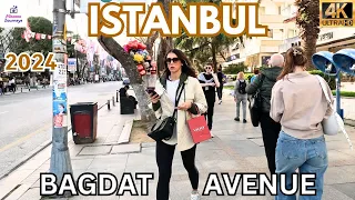 ISTANBUL KADIKOY DISTRICT | WALKING IN BAGDAT AVENUE ON APRIL 2024 | WALKING TOUR | UHD 4K 60FPS