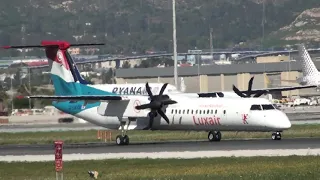 Luxair Bombardier Dash 8 Q402 LX-LGE Taxing Malaga LEMG StandsUp Livery