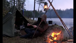 Wild Solitude - 5 days solo bushcraft, camping in all weather conditions, woodstove, canvas tent