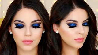 Ojos Ahumados Negro con Brillo Azul para Año Nuevo | Black & Blue Glitter Smokey Eye