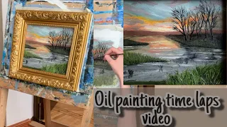 Масляная живопись для начинающих. Рисуем пейзаж. Oil painting art tutorial. Landscape painting. OIL