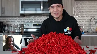 How does he eat this much?! FLAMIN' HOT CHEETOS Challenge!!! (Reaction)