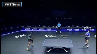 Sharath Kamal annoys Yuan Licen with Indian style blocking