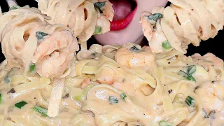 ASMR CREAMY FETTUCCINE PASTA With SHIRIMP 꾸덕한 투움바 파스타 MUKBANG 먹방 + RECIPE