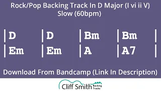 D Major - Slow Rock Backing Track - I vi ii V (60bpm)