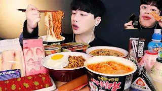 ENG SUB)Korean Convenience Store food MUKBANG! (annoying orange filter ver🤪)