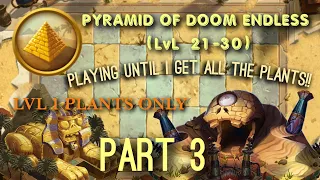 Plants Vs Zombies 2 | Pyramid of Doom Endless Gameplay with only Lvl 1 plants ~ Round 21 to 30🍃