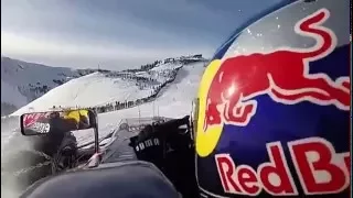 Max Verstappen drives an car on snow
