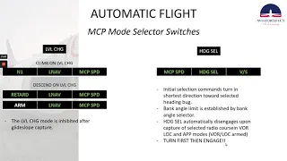 BOEING 737-800NG AUTOMATIC FLIGHT SYSTEM - PART 1 (SYSTEM OVERVIEW/MCP MODE SELECTOR SWITCHES)