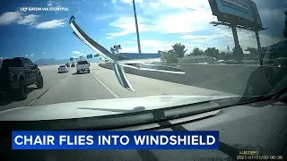 Chair flies into car's windshield on Utah highway