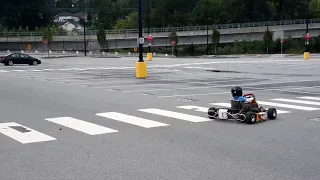 Training my 6 year old to drive a kart, lesson 1: pylon slalom