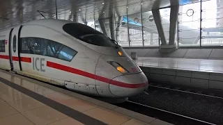 HD German ICE3 Train pulling out of Frankfurt Airport Station