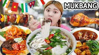 SUB) MUKBANG 하이유의 치킨 커리 쌀국수 미고랭 른당먹방! Curry &Tandoori Chicken & Pho Beef &Rendang  | HIU 하이유