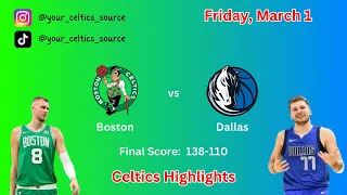 Boston Celtics Highlights vs Dallas Mavericks | March 1, 2024