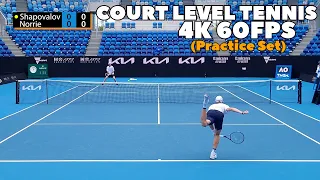 Battle of the Lefties Shapovalov vs Norrie Court Level Practice Set | 2022 Aus Open (4K 60FPS)